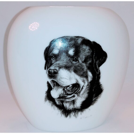 Rottweiler Vintage Porcelain Bud Vase