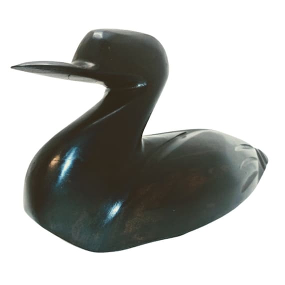 Vintage Carved Ironwood Duck Sculpture