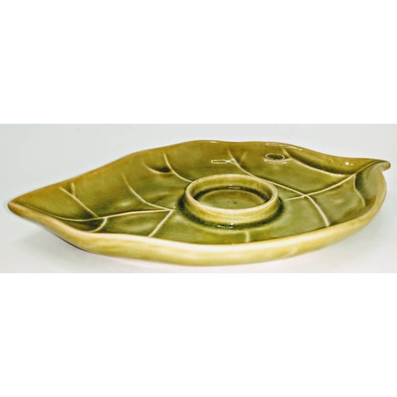 Vintage Green Leaf Candle Holder