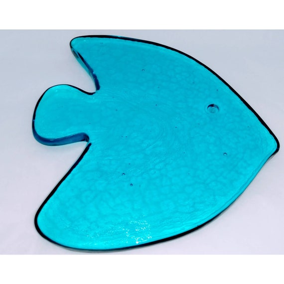 Hand Blown Glass Aqua Fish Paperweight