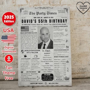55th Birthday Newspaper Poster – Back in 1970 Birthday Poster , 55th Birthday Gift for Men or Women , 55th Birthday Gift Ideas for Men/Women