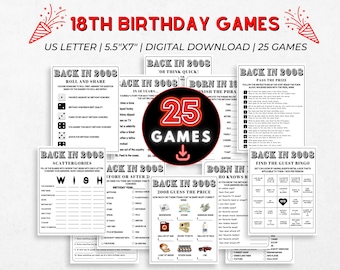 18th Birthday Party Games, Born in 2008 Game, 2008 Birthday Games, 18th Birthday Game Bundle