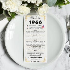 Middagskort för 60-årsjubileum, bordskort från 1966, dekorationer till 60-årsfesten, USA, Storbritannien, Kanada, Australien (digital nedladdning)