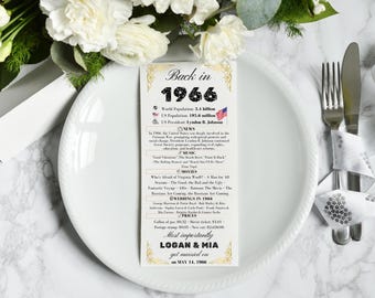 60th Anniversary Dinner Cards, Back in 1966 Table cards, 60th Party Decorations , US, UK, Canada, AU ( Digital Download )