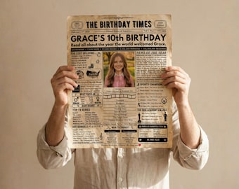 Affiche de journal pour les 10 ans, affiche d'anniversaire de retour en 2016, cadeau de 10e anniversaire pour garçons et filles | Faits saillants d'il y a 10 ans en 2016