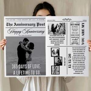One Year Anniversary Newspaper Template , First Anniversary Gift for Couples, One Year wedding anniversary program, First Anniversary Gift