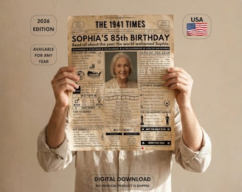 85th Birthday Newspaper Poster – Back in 1941 Highlights