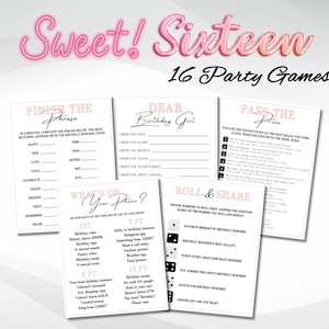 Printable Sweet 16 Games , 16th birthday Party Games Bundle , Born in 2009 Game Bundle, Sweet Sixteen Birthday Games, Teen Activities