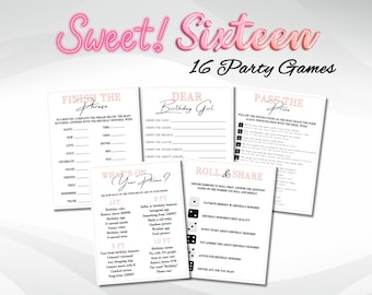 Printable Sweet 16 Games , 16th birthday Party Games Bundle , Born in 2009 Game Bundle, Sweet Sixteen Birthday Games, Teen Activities