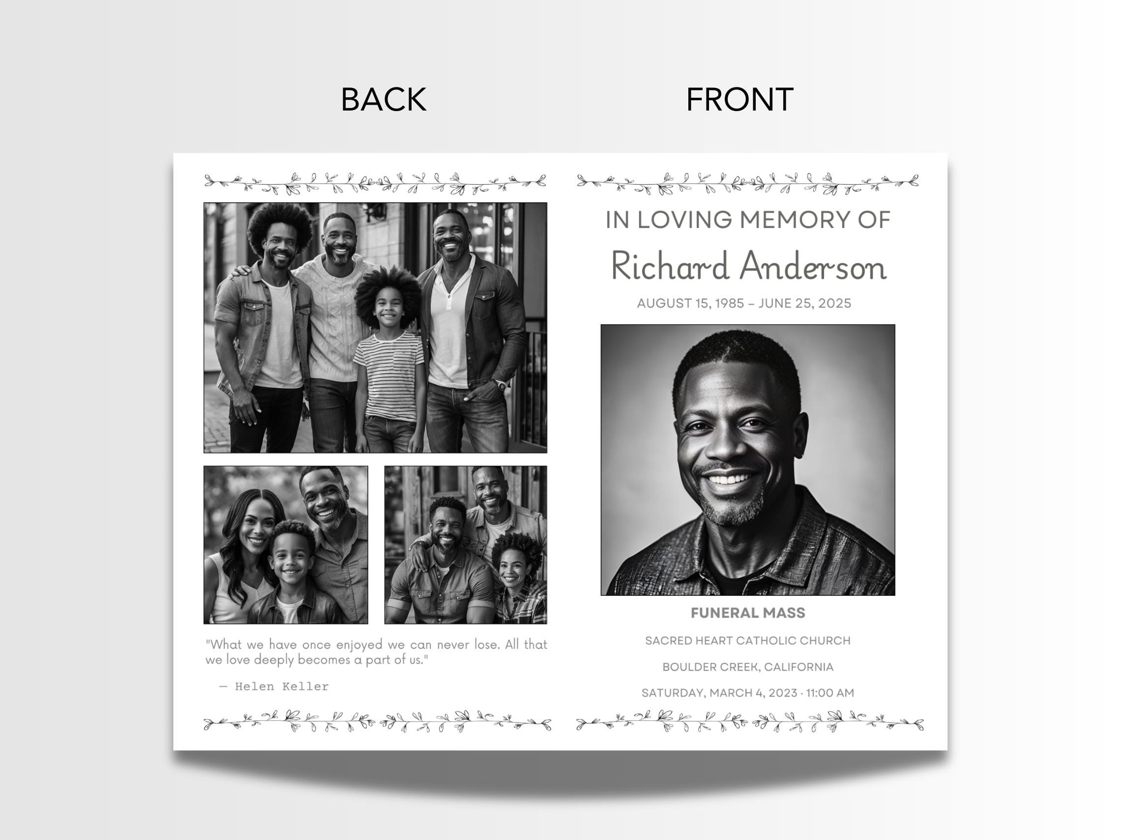 CATHOLIC Mass Funeral Program Template , Foldable Booklet Program ...