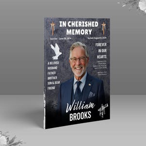 Funeral Program Template Magazine Style , Obituary Program , Printable Funeral Program man , Obituary and Order of service , Funeral Program