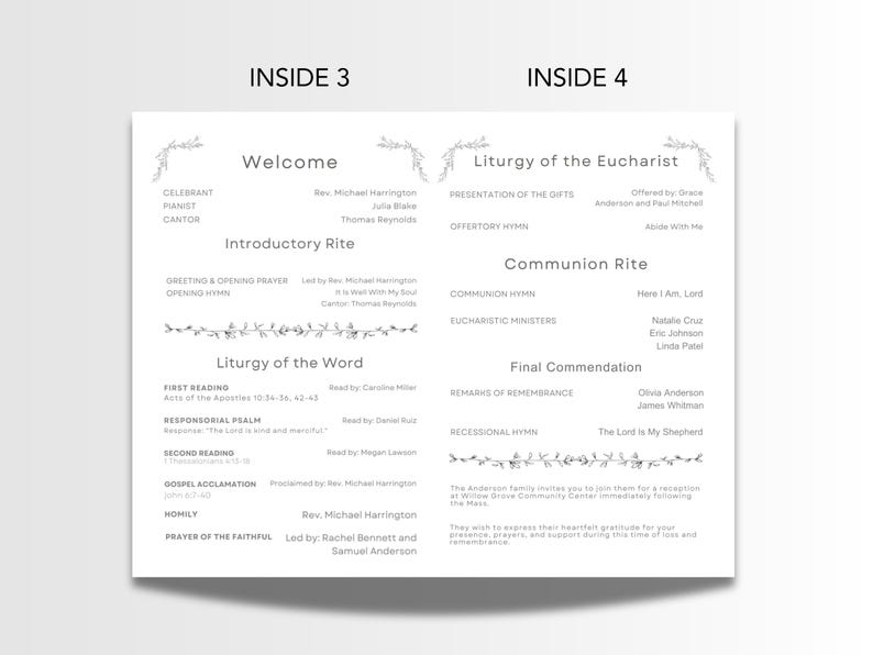 CATHOLIC Mass Funeral Program Template , Foldable Booklet Program ...