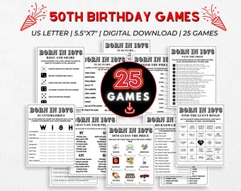 Paquete de juegos para el 50.º cumpleaños: juegos de 1976, curiosidades, datos curiosos / 50.º cumpleaños / Juegos para el 50.º cumpleaños en familia