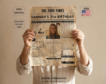 21歳の誕生日新聞ポスター - 2005年の誕生日ポスター、21歳の誕生日プレゼント