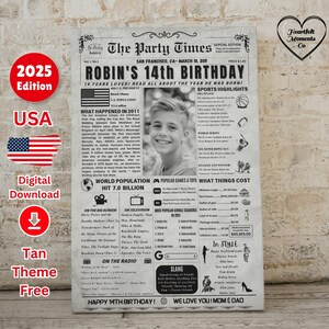 Zeitungsposter zum 14. Geburtstag -2011 zum Geburtstag, Geschenk zum 14. Geburtstag für Jungen / Mädchen, 14.Geburtstagsposter, 14.Geburtstagsparty