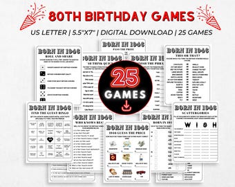 印刷可能な80歳の誕生日ゲーム、1946年のゲーム | 80歳の誕生日ゲーム | 80歳の誕生日の家族向けゲーム