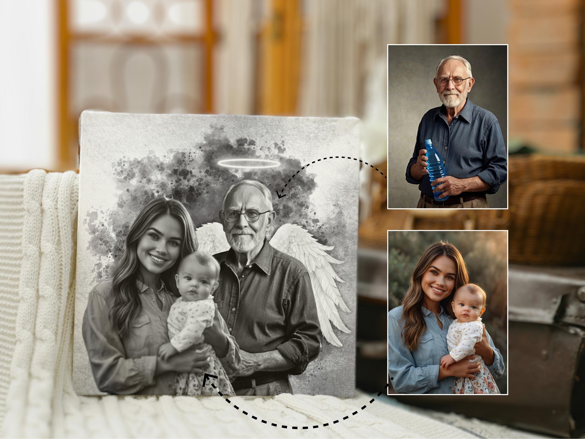 Add Deceased Loved One to Photo , Add Loved One Photo , Memorial Picture Gift for Family ,Add Passed Away Person ,Gift for Mom, Gift for Dad