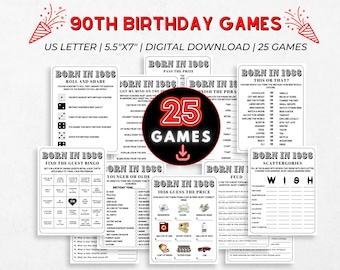 Printable 90th Birthday Games Bundle, Back in 1936 Games , 90th Birthday Family Games