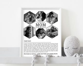 Mom Definition Print, druckbare Fotocollage Geschenk für Mama mit Fotos, Muttertag Foto Geschenk der Tochter, Mutter Definition Poster