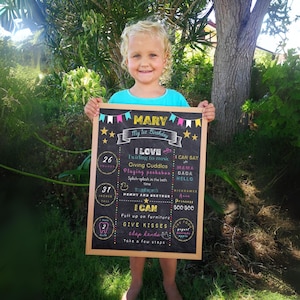 Editable First Birthday Print Poster , First Birthday Chalkboard , Customized Chalkboard Poster for 1st Birthday , first birthday print