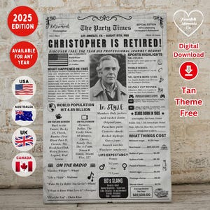 Regalo di pensionamento per uomini e donne / Poster di pensionamento / Decorazione per anniversario di lavoro / Qualsiasi anno / Regalo di anniversario di lavoro per pensionamento Carta di pensionamento