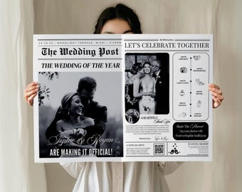 The Wedding Post ! Custom Newspaper Template, Large Newspaper Wedding Program , Wedding Newspaper Template , Wedding Day Custom Newspaper