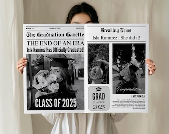 Graduation Newspaper Template , Canvas Newspaper Graduation Announcement , Large Newspaper for Graduate Photoshoot , Newspaper Graduate