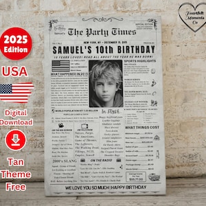 10th Birthday Newspaper Poster , Back in 2015 Birthday Poster , 10th Birthday Gift for Boys and Girls | 10 Years Ago Back in 2015 Highlights