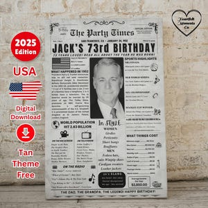 73rd Birthday Newspaper Poster - Back in 1952 Birthday Poster , Happy 73rd Birthday Gift for Men/ Women , Born In 1952 Birthday Decorations