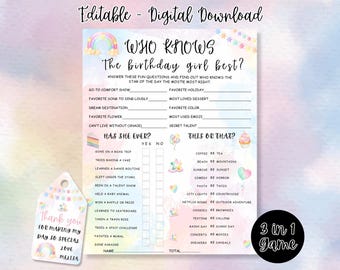 Who Knows The Birthday Girl Best Game , Printable Teen Birthday Games , How Well Do You Know ,  Birthday Party Games , Birthday Girl Quiz