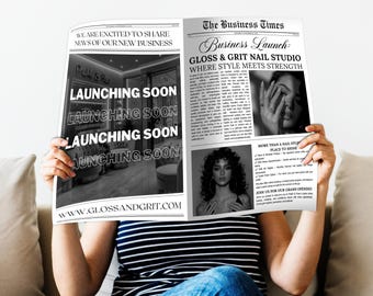 Editable Canva Business Newspaper Template, Large Newspaper Announcement, Custom Newspaper For Branding Photoshoot , Brand Announcement