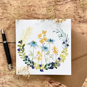 Carte Nigelle & Bouton d'or + enveloppe kraft - carterie - papeterie déco