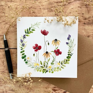 Carte Coquelicots + enveloppe kraft - carterie - papeterie déco
