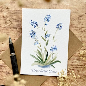"(Being) Blue Flower" card - Myosotis - Forget me not + kraft envelope - card making - decorative stationery