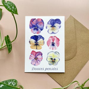Carte Douces pensées + enveloppe kraft - carterie - papeterie déco