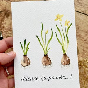 Carte "Silence ça pousse !" - Bulbe de Narcisse + enveloppe kraft - carterie - papeterie déco image 5