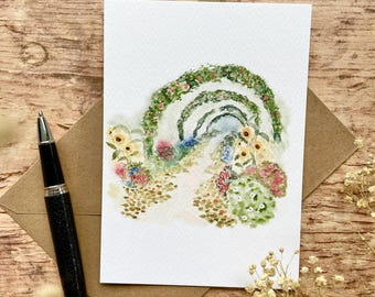 Cartão Giverny - La Grande Allée - Claude Monet + envelope kraft - cartões - papelaria decorativa