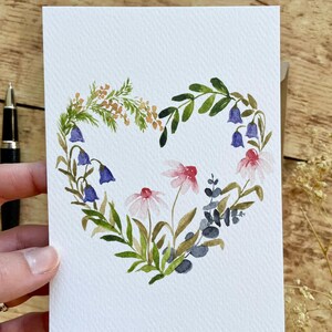 Carte Cœur fleuri + enveloppe kraft - carterie - papeterie déco image 4