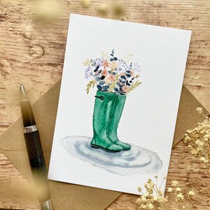 Flowery Boots Karte + Kraft Umschlag - Karten - Dekoratives Briefpapier
