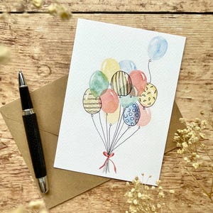 Birthday Card - Balloon Bouquet - Party + Kraft Envelope - Cards - Decorative Stationery