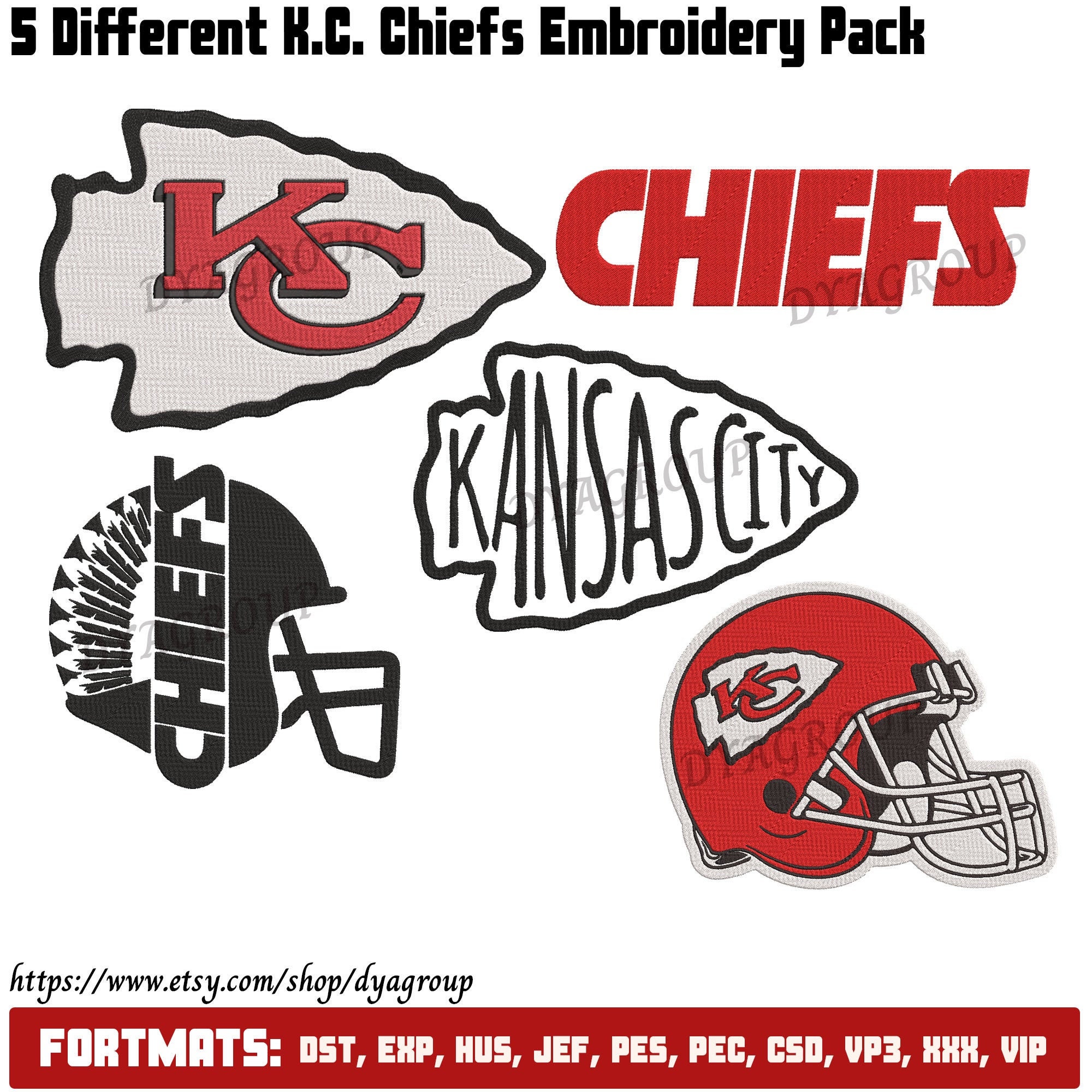 Kansas City Chiefs Logo Embroidery Machine American Etsy
