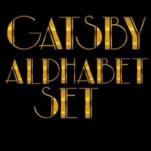 Gatsby Alphabet Clipart Scrapbooking Digital Set Printable Paper | Digital Paper | 1920s | Gold |  | Sparkly | Art Deco | 1930s