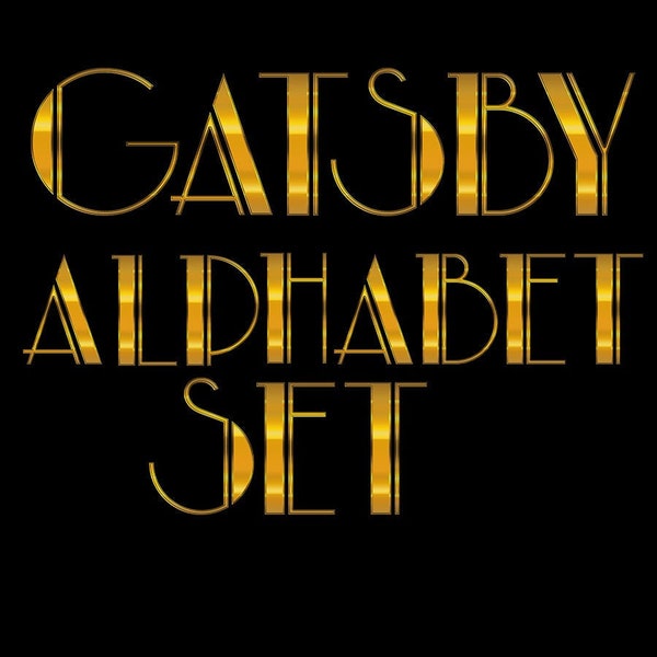 Gatsby Alfabet Clipart Scrapbooking Digitale Set Afdrukbaar Papier | Digitaal papier | Jaren 1920 | Gouden |  | Sprankelende | Art Deco | Jaren 1930