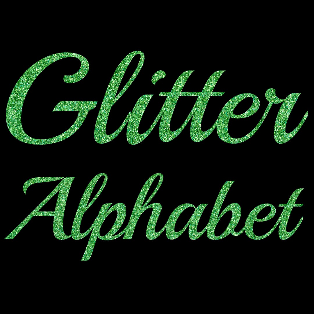 Green Glitter Alphabet Clipart Scrapbooking Digital Set Printable Paper ...
