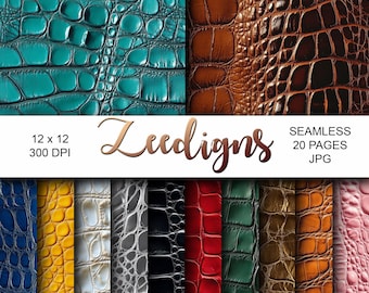 Crocodile Leather Seamless Digital Scrapbook Printable Paper | Digital | Leather Pattern Leather Texture | Leather Paper | Western Engraved