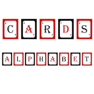 Carte da gioco Alfabeto Clipart Scrapbooking Set digitale Carta stampabile / Carta digitale / Poker / Black Jack / Gioco d'azzardo / Casinò / Asso /