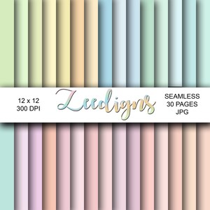 Pastel Colors 1 Seamless Digital Scrapbook Printable Paper | Soft Colors Tones Plain Color Papers | Orange Pink Blue Green Yellow Orange