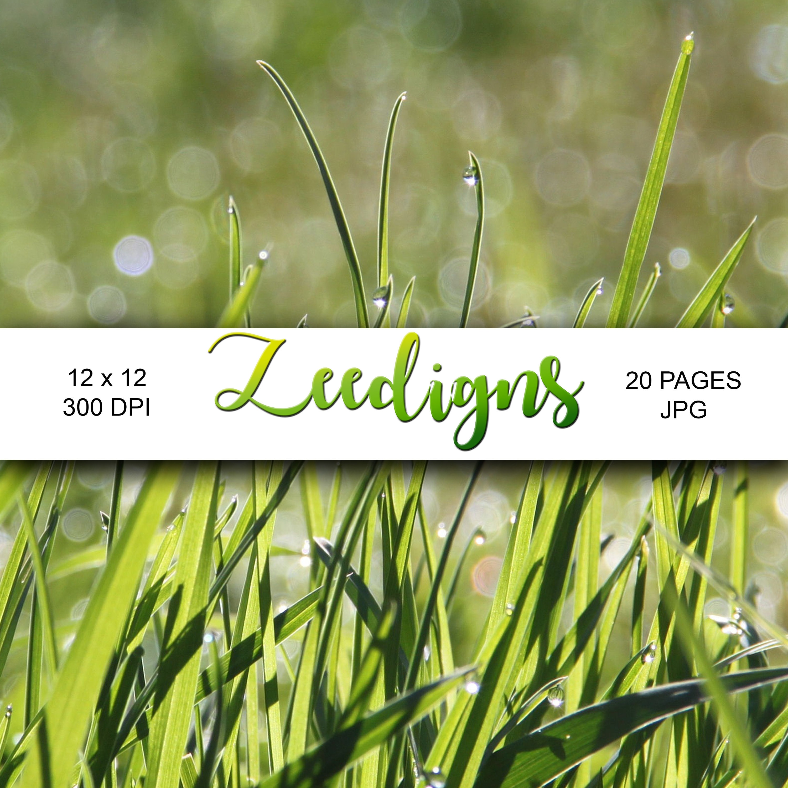 Grass Digital Scrapbook Printable Paper Digital Paper Green Lawn Leaves