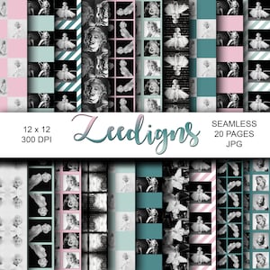 Carta per scrapbooking digitale Funky Marilyn Monroe senza soluzione di continuità, stampabile / Carta digitale / Texture / Donna / Icona Marilyn Monroe / Celebrità /