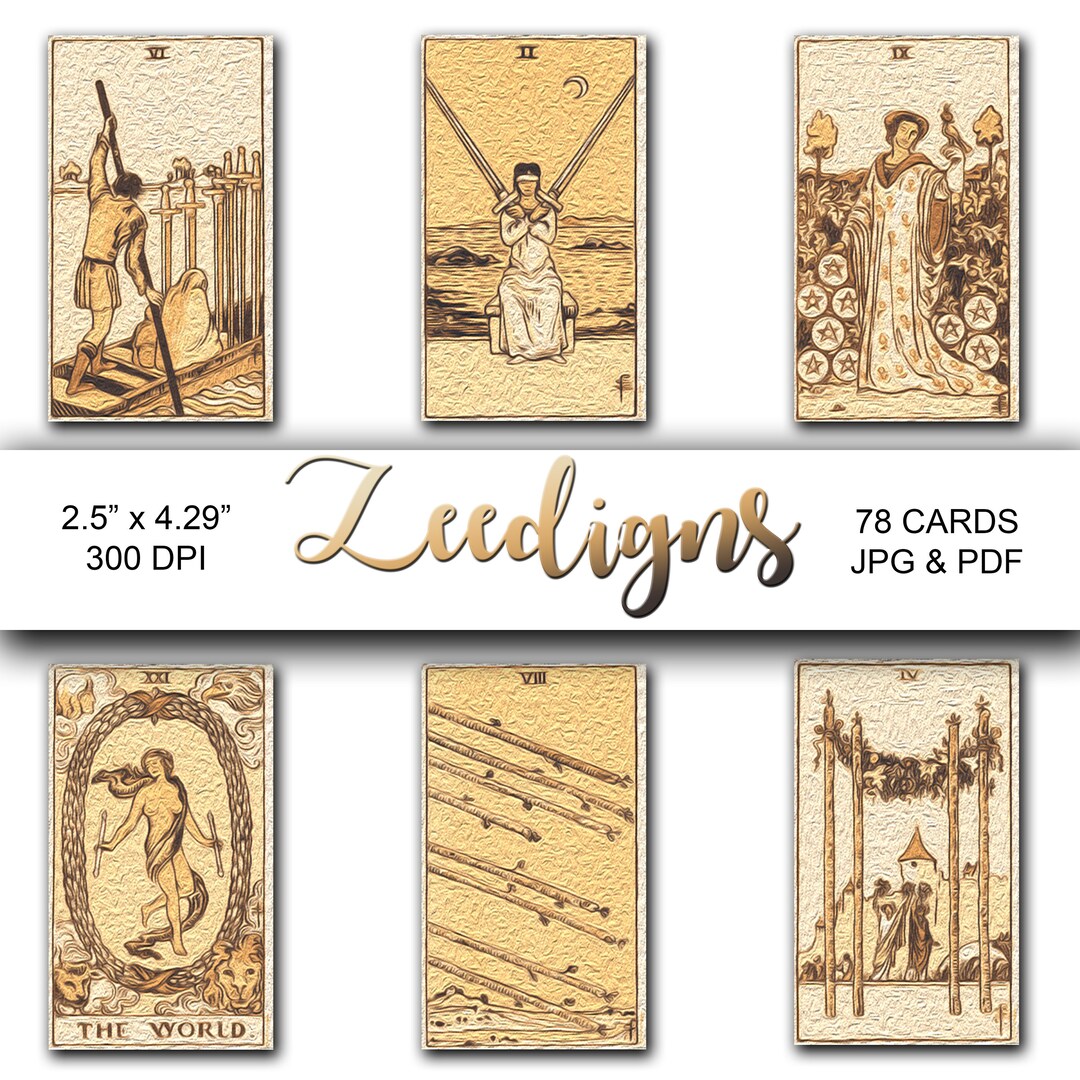 Vintage Tarot Cards 78 Deck - Instant Digital Download - Rider Waite ...